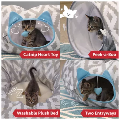 Product Kitty City Cool Gray & White Tunnel Cat Bed