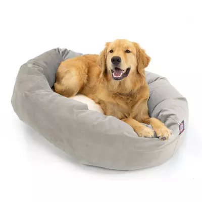 Product Majestic Pet Personalized Velvet Sherpa Bagel Cat & Dog Bed