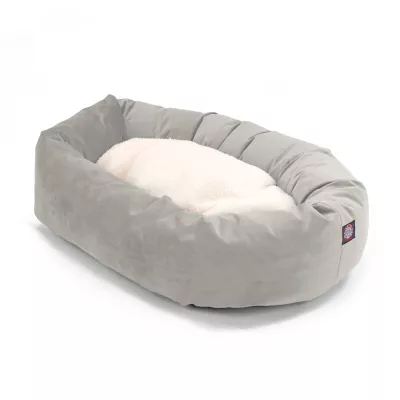 Product Majestic Pet Personalized Velvet Sherpa Bagel Cat & Dog Bed