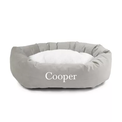Majestic Pet Personalized Velvet Sherpa Bagel Cat & Dog Bed - Image 1