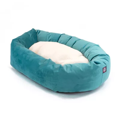 Product Majestic Pet Personalized Velvet Sherpa Bagel Cat & Dog Bed