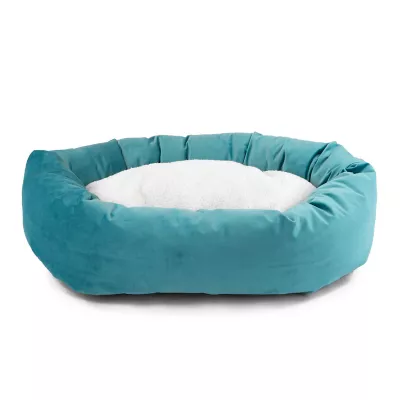 Product Majestic Pet Personalized Velvet Sherpa Bagel Cat & Dog Bed