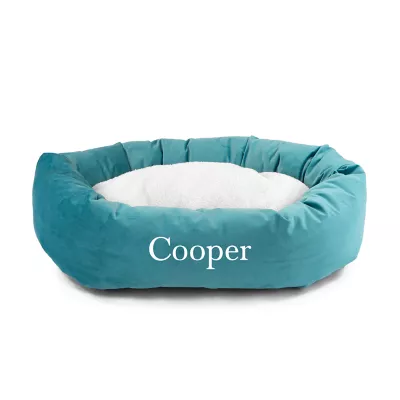 Majestic Pet Personalized Velvet Sherpa Bagel Cat & Dog Bed - Image 1