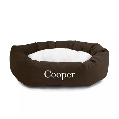 Product Majestic Pet Personalized Velvet Sherpa Bagel Cat & Dog Bed