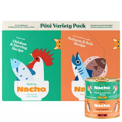 Product Made By Nacho™ Pate All Life Stage Wet Cat Food - Natural, 3 oz 12 Count Variety Pack