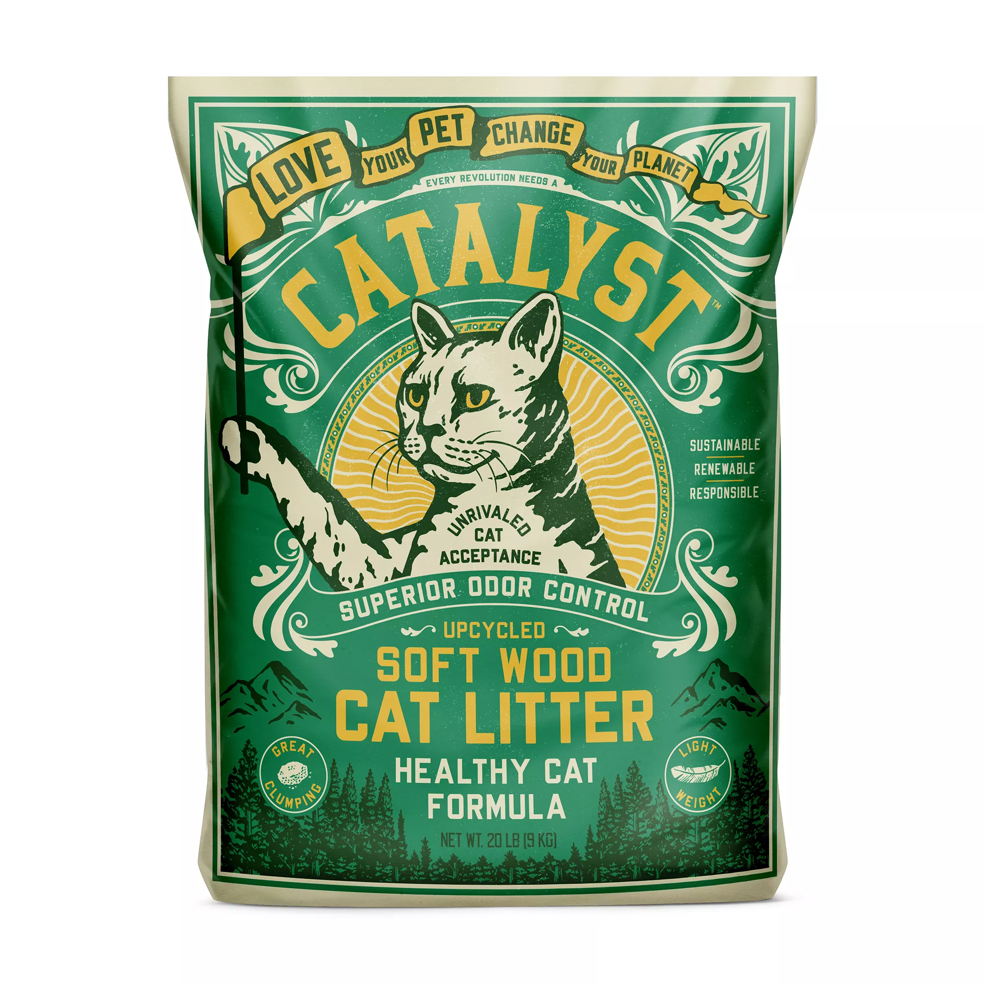 Catalyst Clumping Upcycled Soft Wood Cat Litter - Scented, Lightweight, Low Dust, Natural