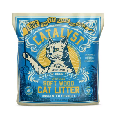 Product Catalyst Clumping Upcycled Soft Wood Cat Litter - Unscented, Lightweight, Low Dust, Natural