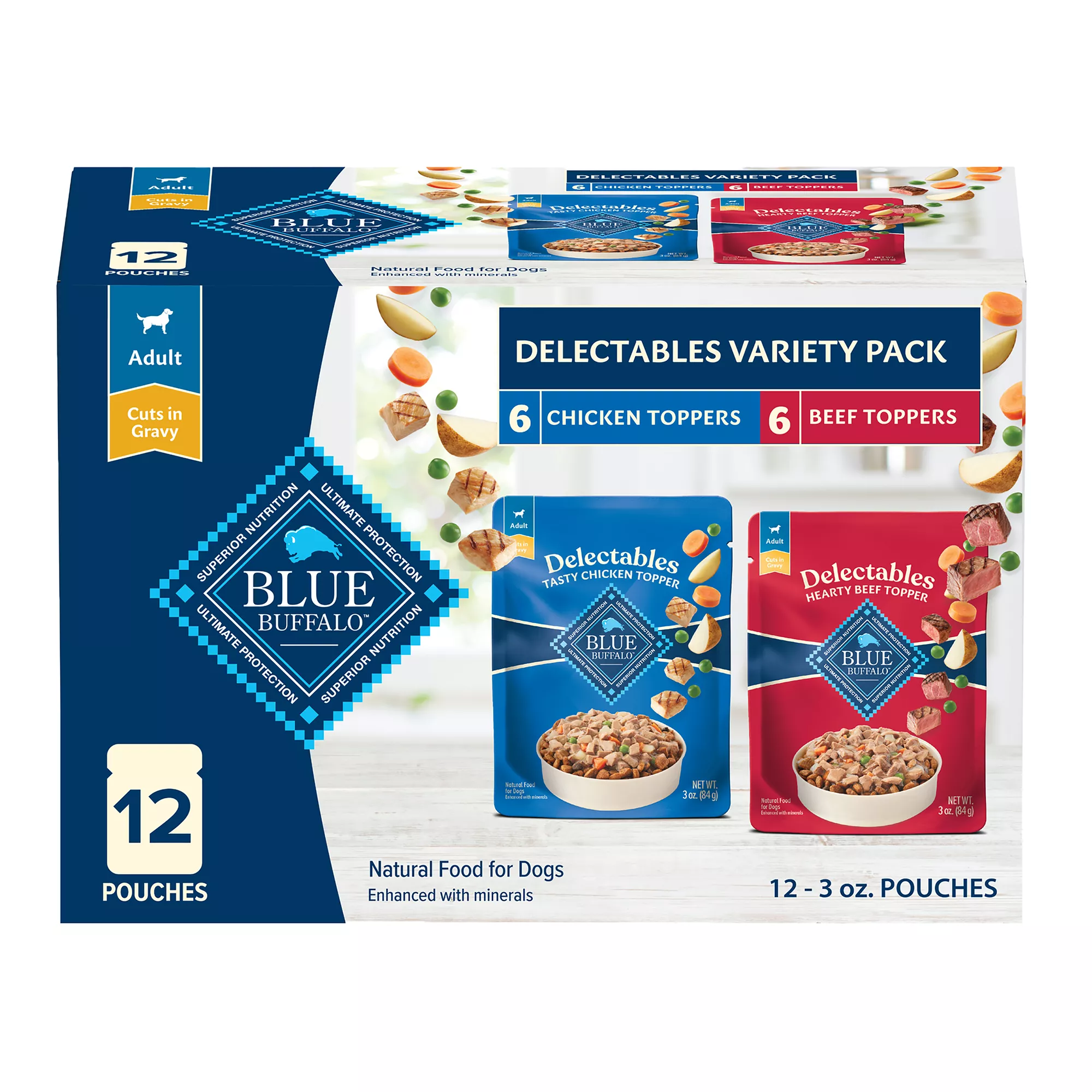 Blue Buffalo® Delectables Adult Dog Food Topper - Natural, Variety Pack, 12 Ct.