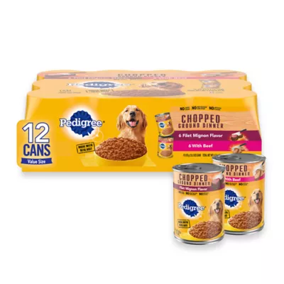 Pedigree Chopped Ground Dinner All Life Stage Wet Dog Food 12 Count Variety Pack