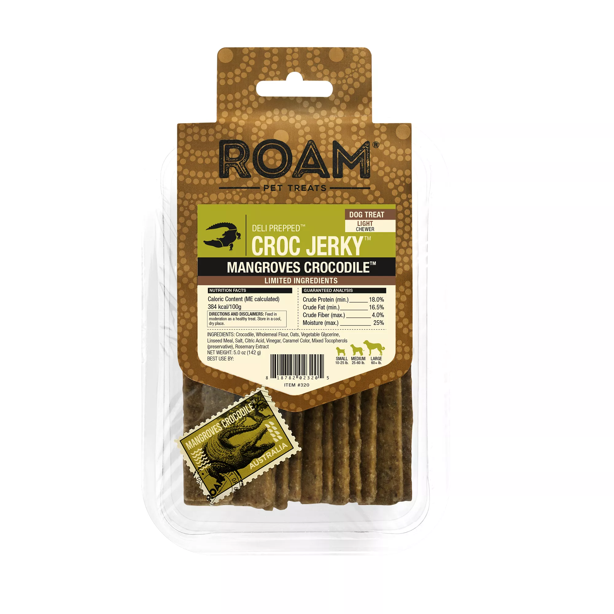 ROAM Croc Jerky Dog Treat Chews - Crocodile