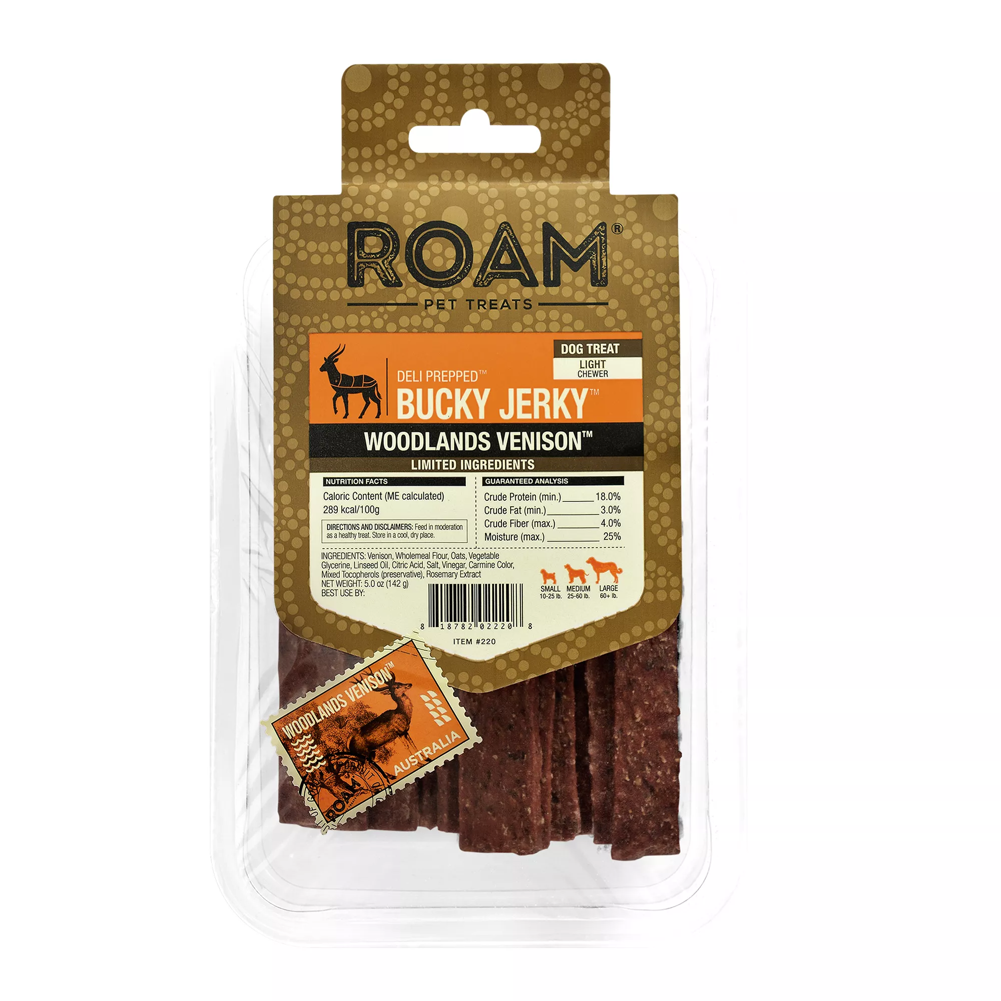 ROAM Bucky Jerky Dog Treat Chew - Venison