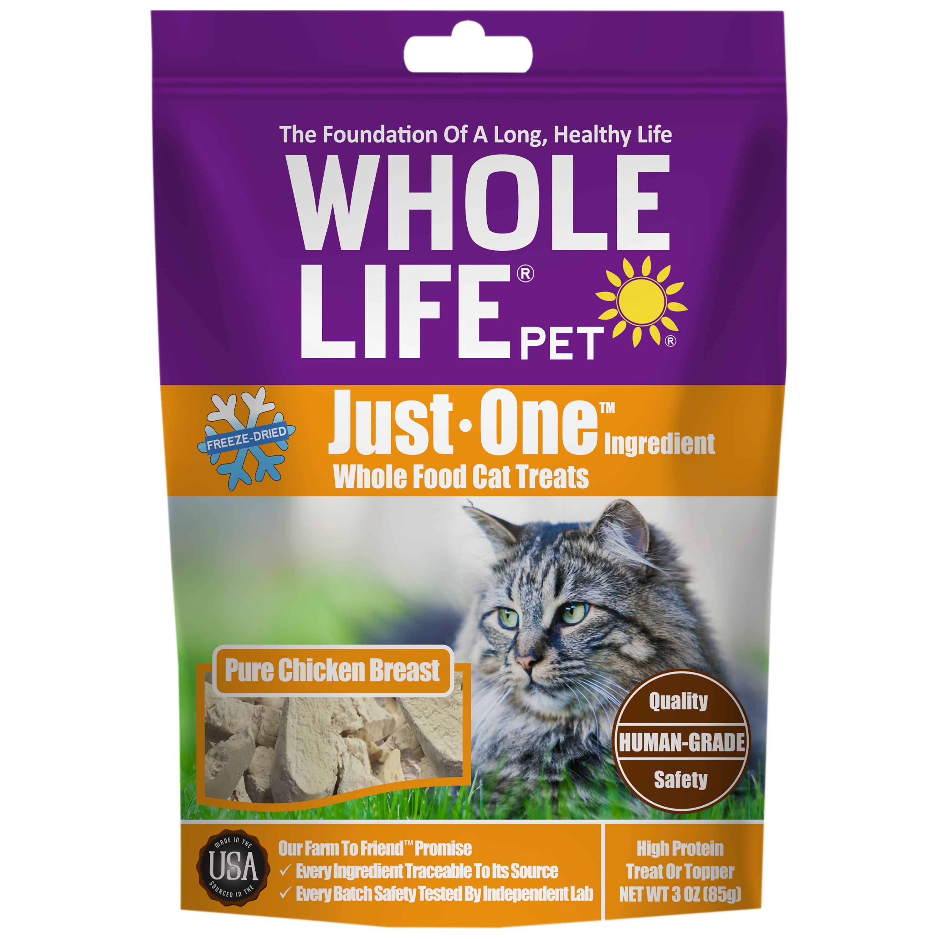 Whole Life Pet Just One Ingredient Freeze Dried Cat Treats High Protein Chicken 3 oz