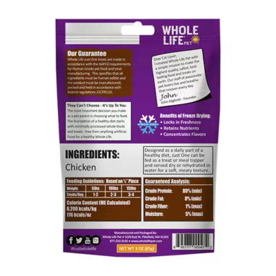 Product Whole Life Pet Just One Ingredient Freeze Dried Cat Treats - High Protein, Chicken, 3 oz