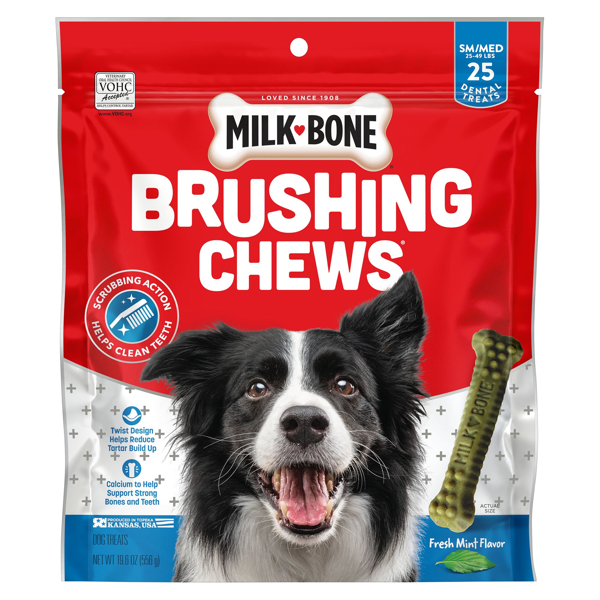 MilkBone Brushing Chews Small Medium All Life Stage Dog Treat Fresh