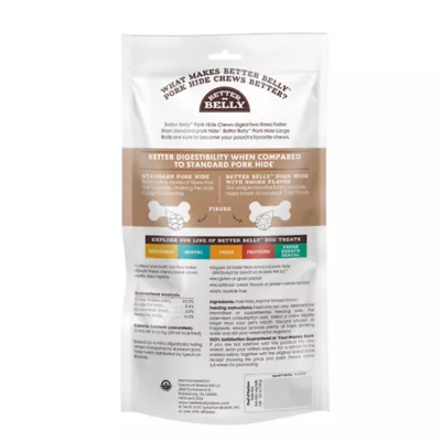Product Better Belly Large Pork Hide Rolls Dog Chew - Highly Digestable, Pork with Smoke