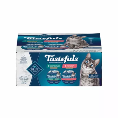 Blue Buffalo Tastefuls Spoonless Singles Variety Pack Wet Cat Food Pate 2.6 oz. Twin Pack 12 ct