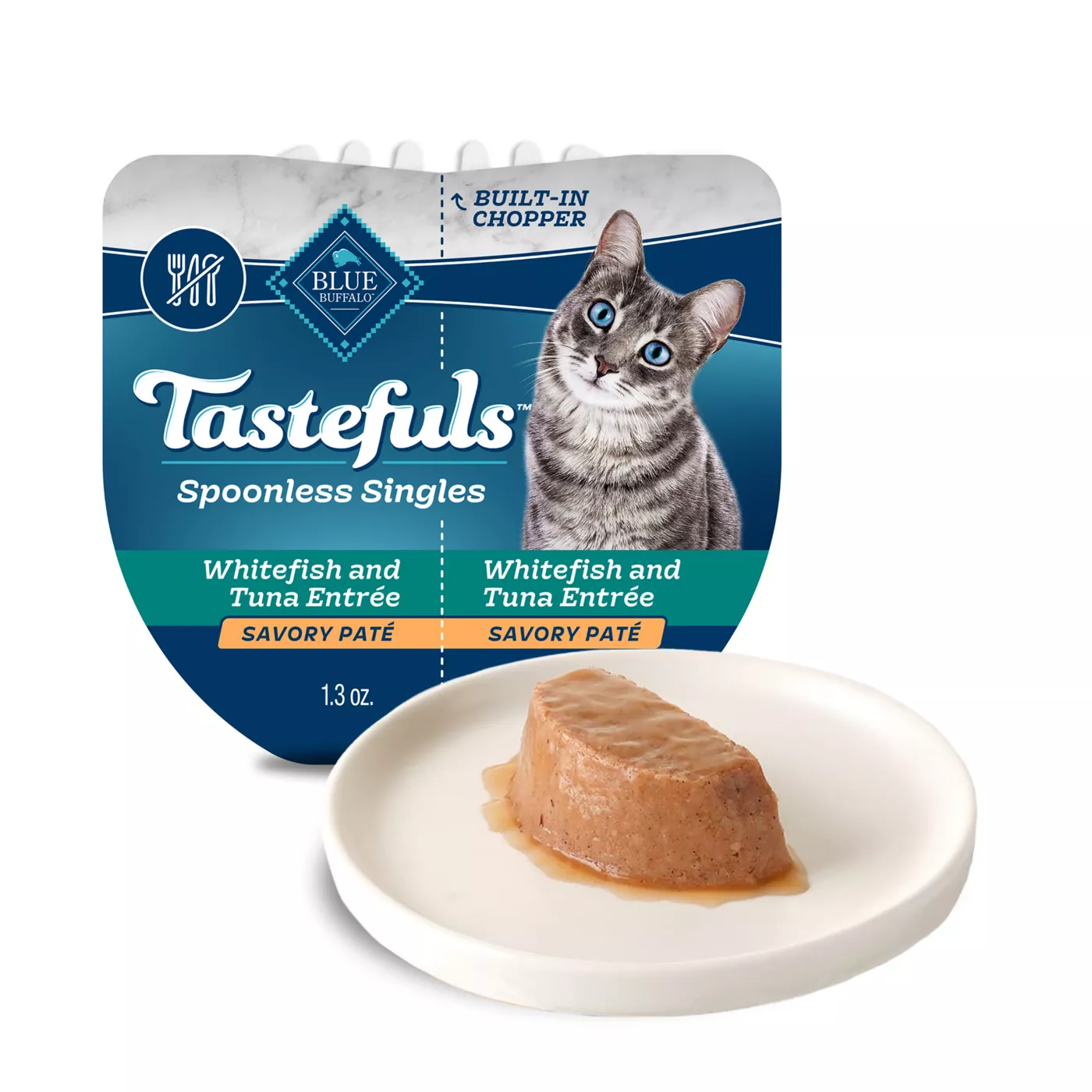 Blue Buffalo Tastefuls Spoonless Singles Adult Wet Cat Food Natural Whitefish Tuna Pat