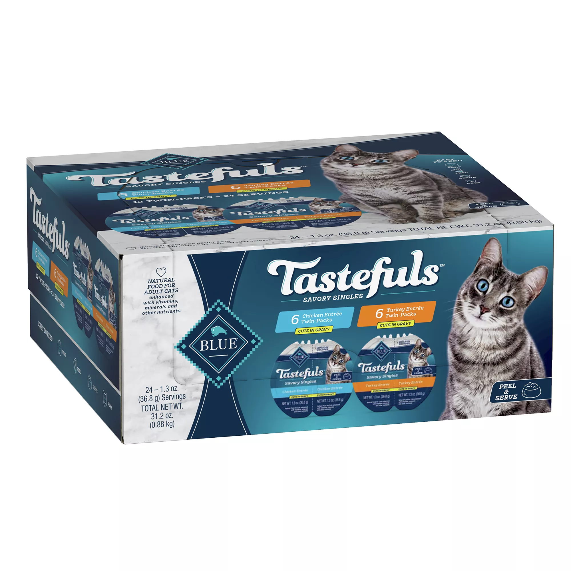 Blue Buffalo® Tastefuls&trade; Spoonless Singles Wet Cat Food Variety Pack- 12ct, Poulty, Cuts in Gr