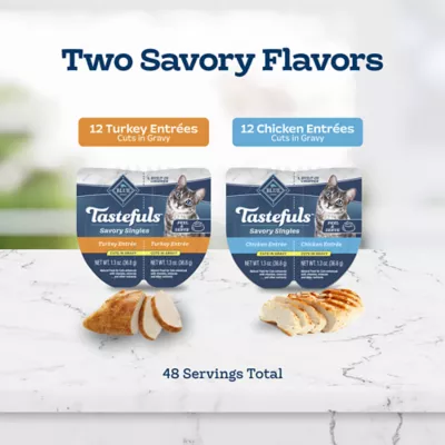 Product Blue Buffalo Tastefuls Spoonless Singles Wet Cat Food Variety Pack- 12ct, Poulty, Cuts in Gravy