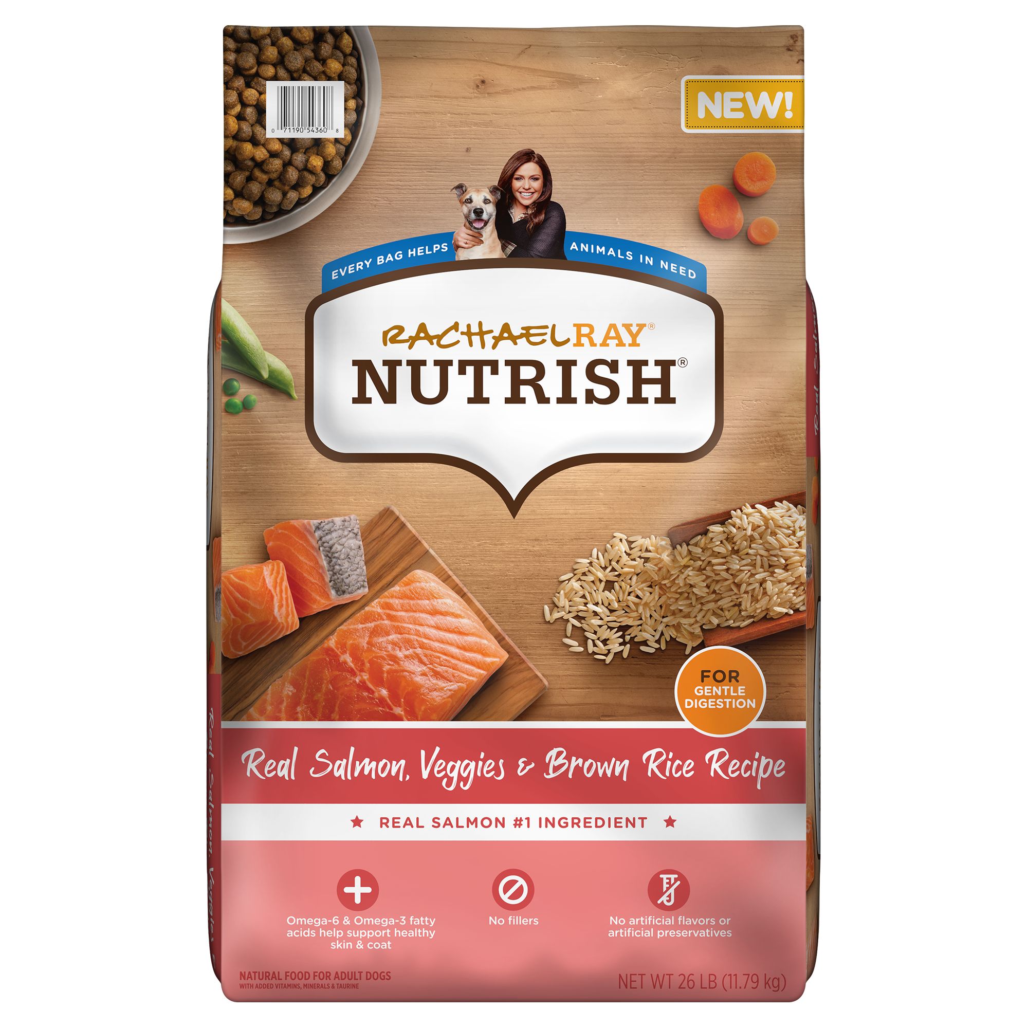 Rachael Ray Nutrish Real Salmon Veggies Brown Rice Recipe Premium Dry Dog Food 26 lbs