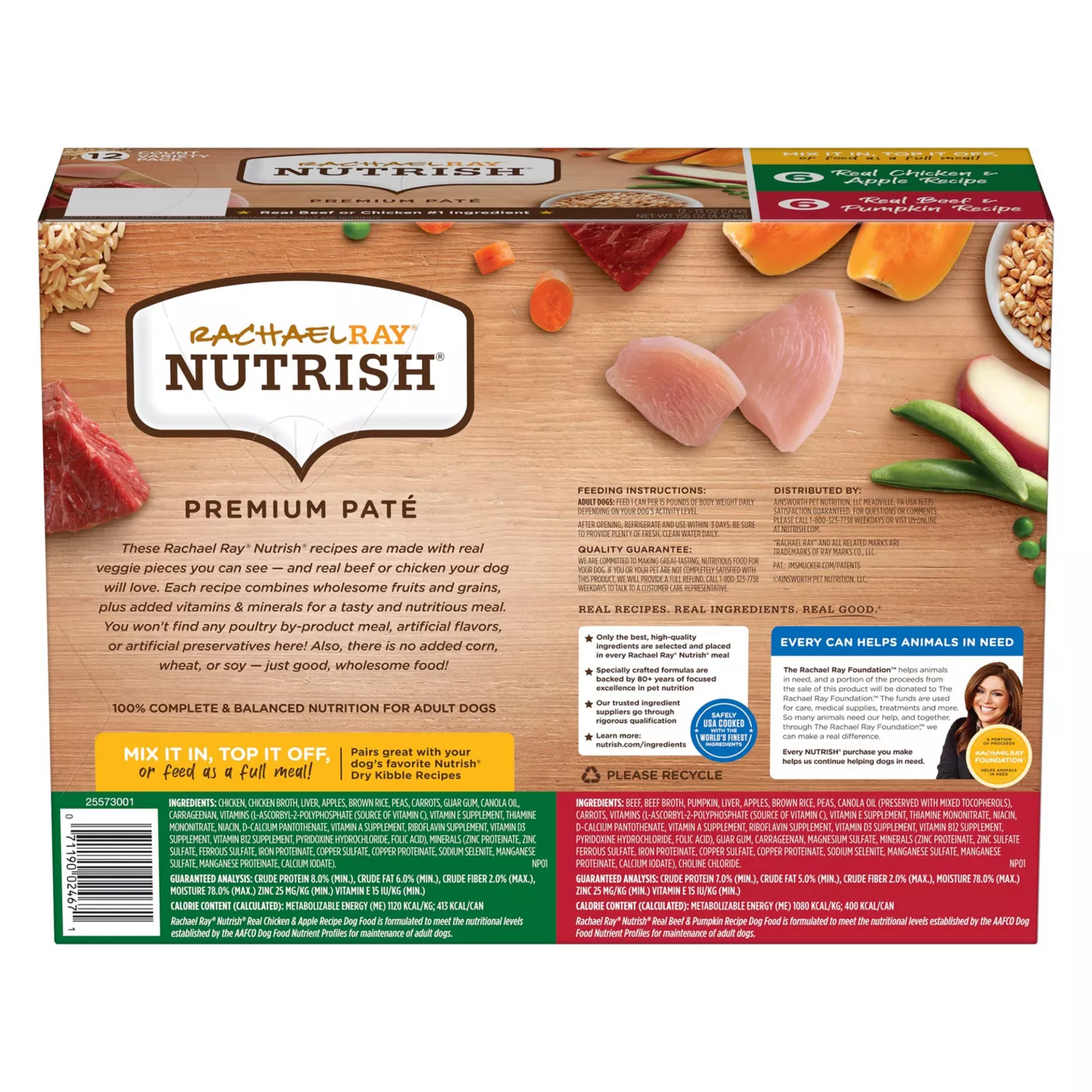 Rachael Ray Nutrish Premium Pate Chicken Pumpkin Apple Beef Variety Pack Wet Dog Food