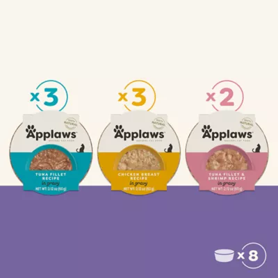 Product Applaws Flakes in Gravy Wet Cat Food in Cups - Variety Pack, 8 ct, Natural, Limited Ingredient