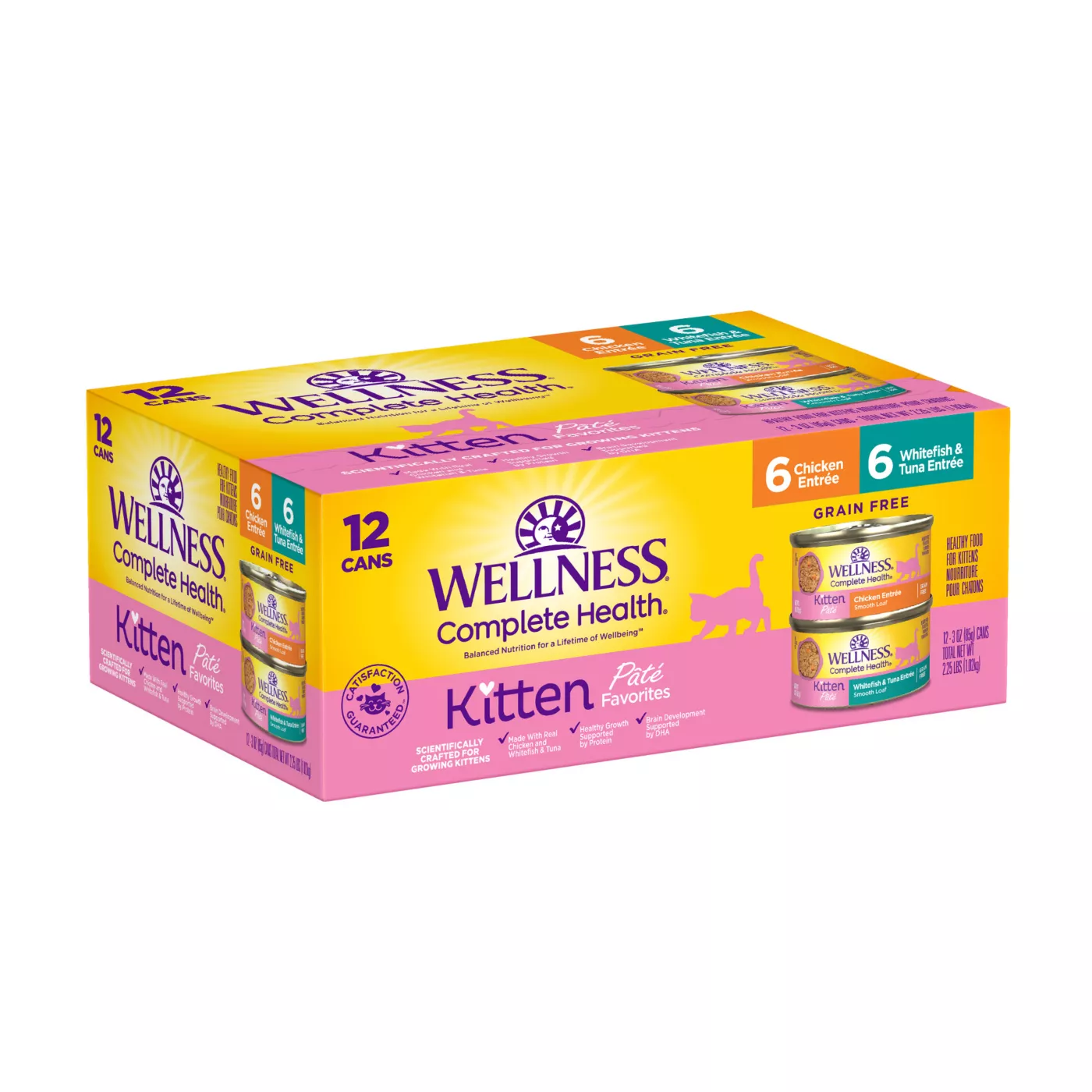 Wellness Complete Health Kitten Pate Favorites Wet Cat Food Variety Pack 12 CT 36 OZ