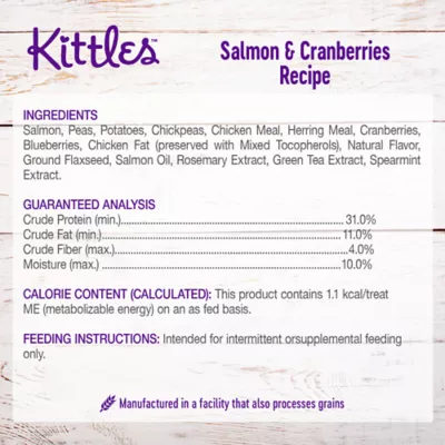 Product Wellness Kittles Cat Treats - Salmon, Natural, Grain Free