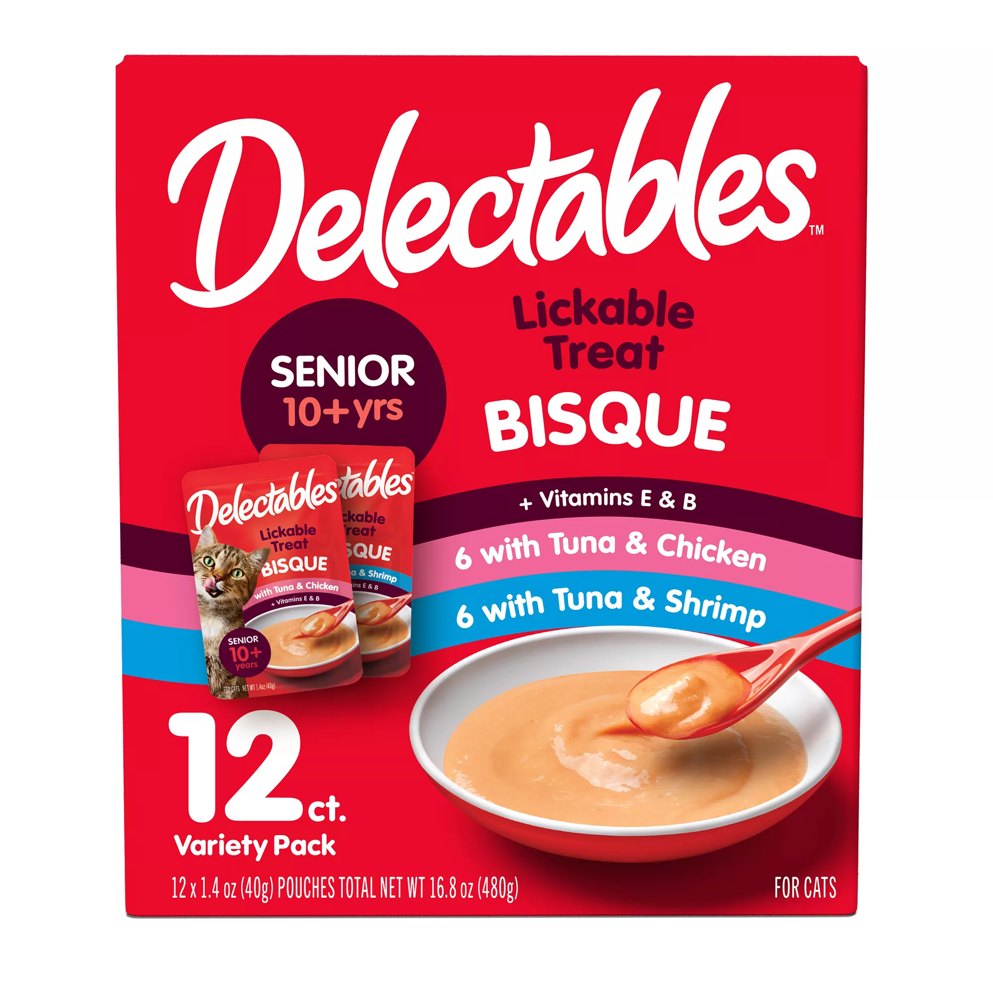 Hartz Delectables Bisque Senior Variety Pack Cat Treats - 12 Pack