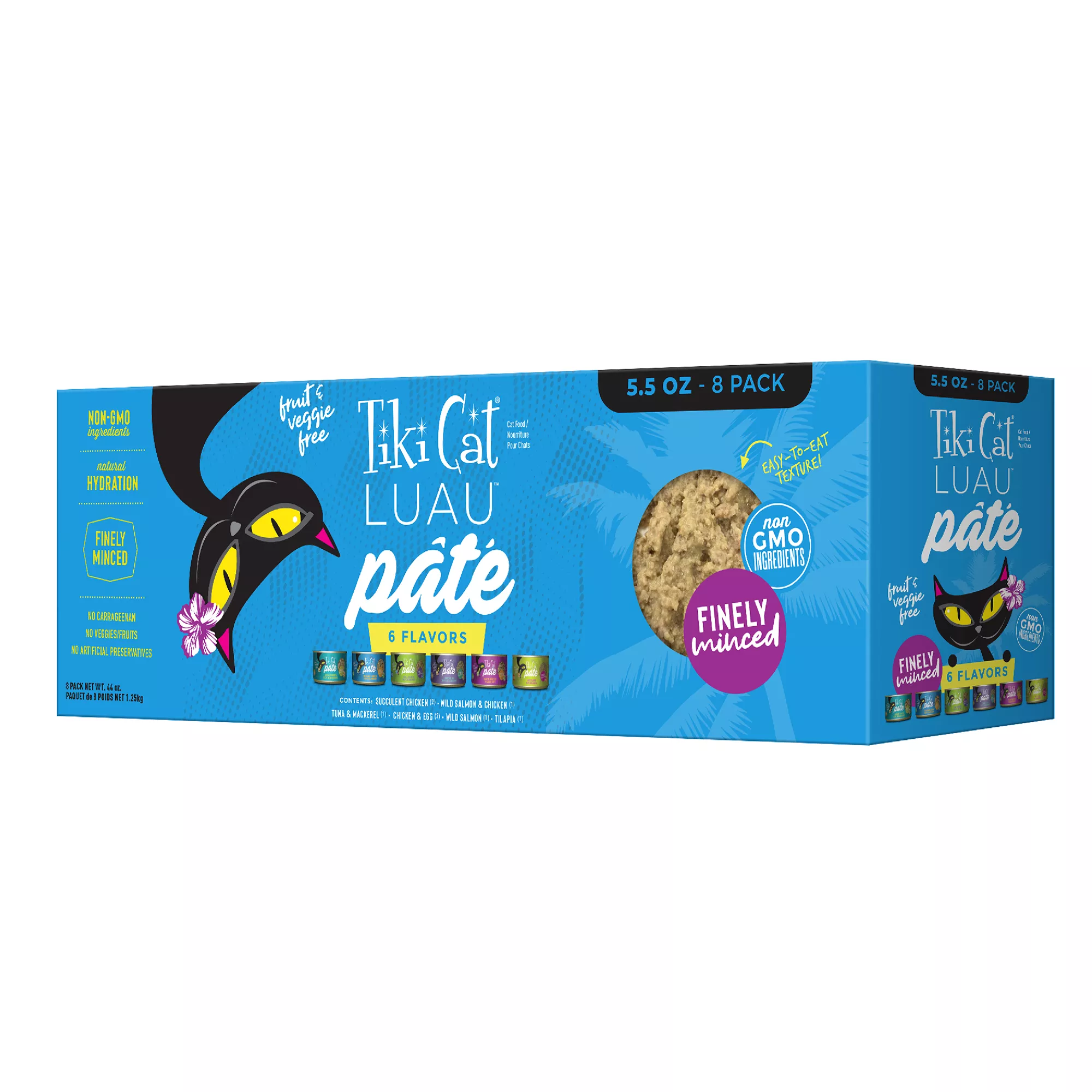 Tiki Cat® LUAU Pate Cat Food Non-GMO, Natural, Grain & Potato Free - Variety Pack, 8 CT, 44 OZ