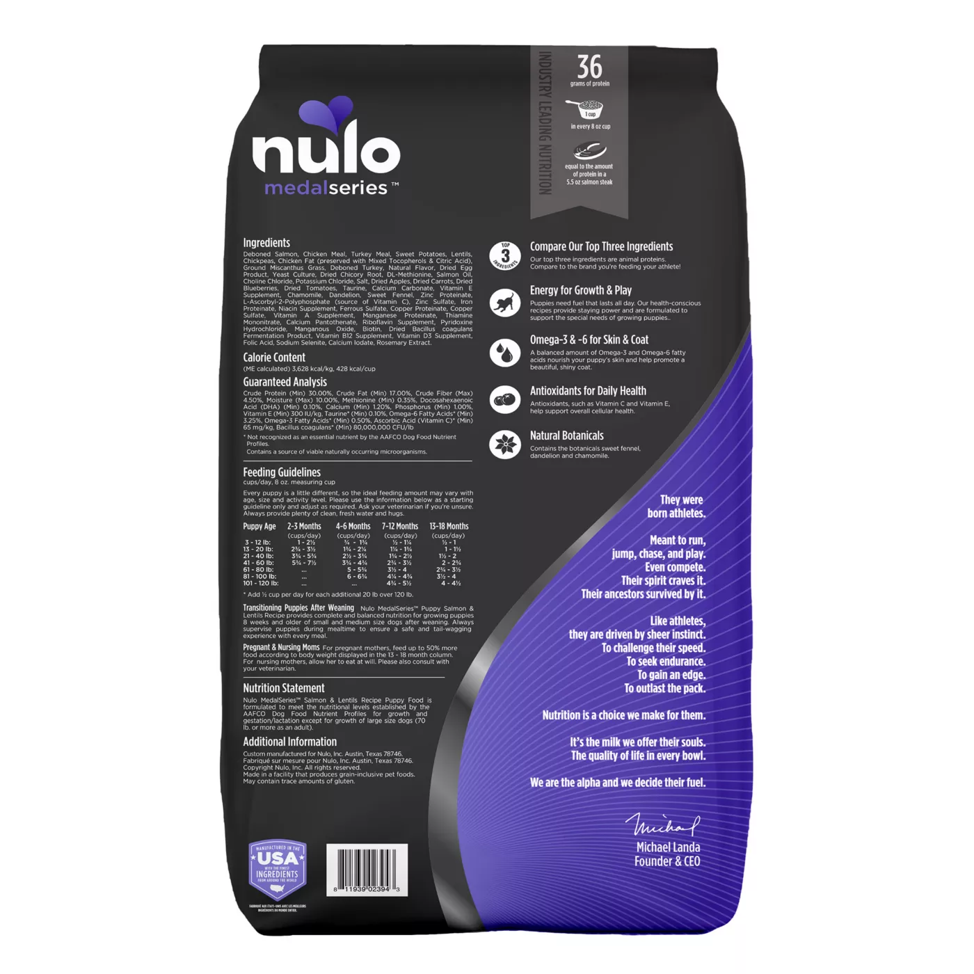 Nulo MedalSeries Puppy Dry Dog Food Grain Free, Salmon & Lentils