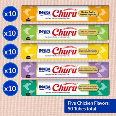 Product INABA Churu Chicken Puree Variety Pack Lickable Cat Treats - 50 Count