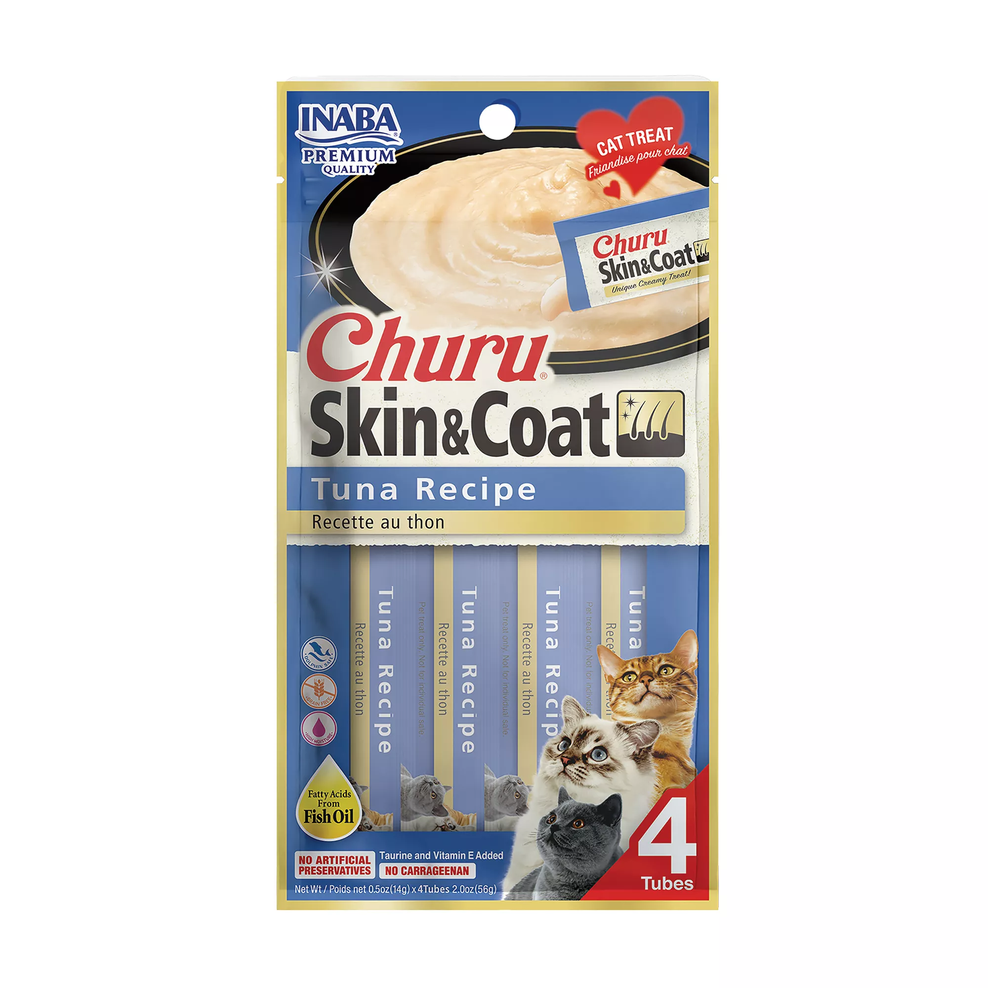 INABA Churu Skin & Coat Care Puree Lickable Cat Treats - 2 oz