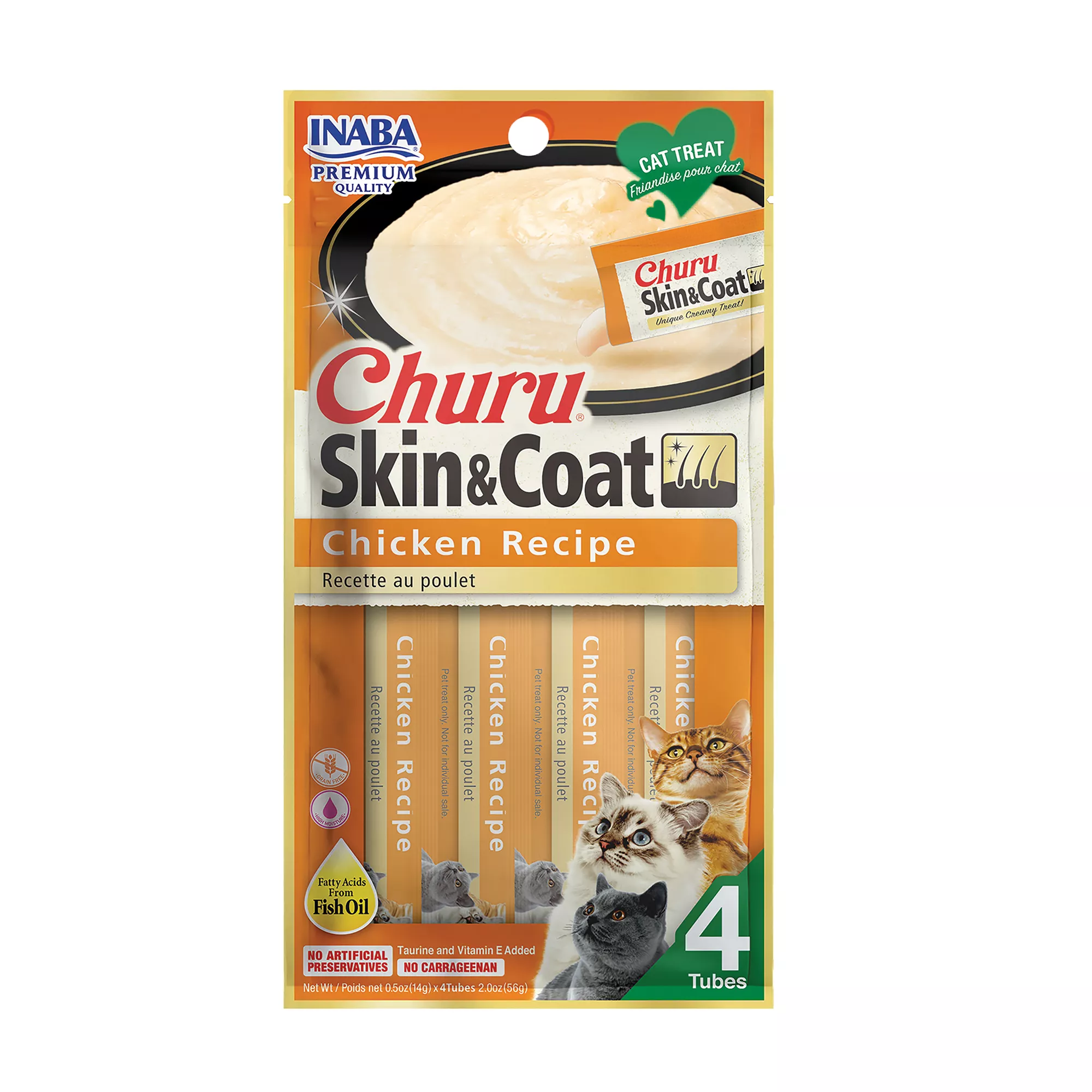 INABA Churu Skin & Coat Puree Cat Treats - 2 oz