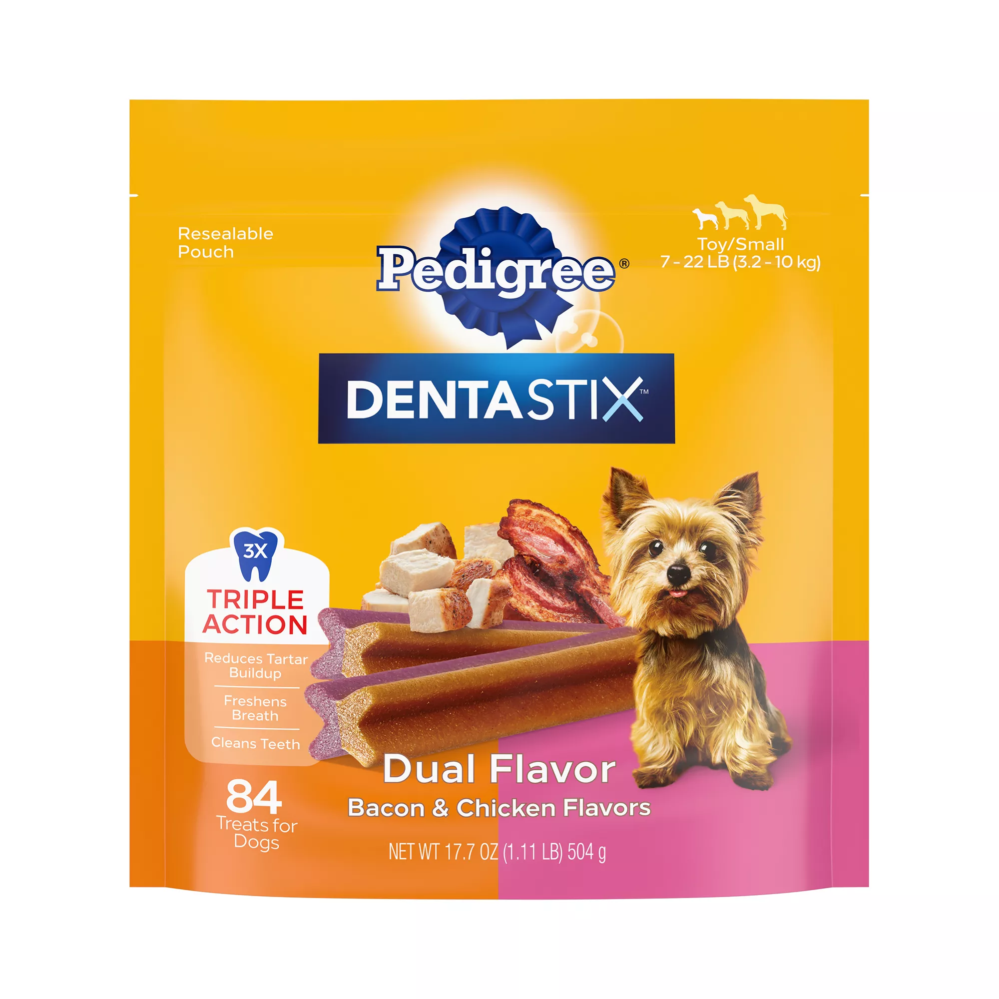 Pedigree® Dentastix Dual Flavor Small Breed Adult Dental Dog Treats - Bacon & Chicken