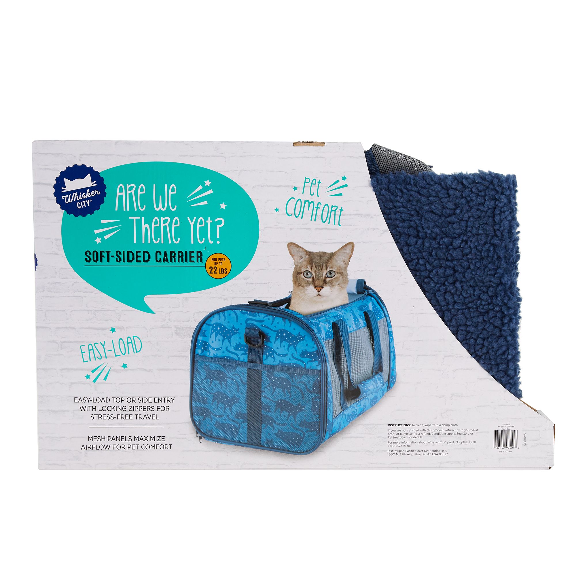 Whisker City Blue Floral Soft Sided Cat Carrier