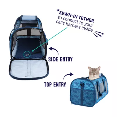 Product Whisker City® Blue Cat Print Soft-Sided Cat Carrier