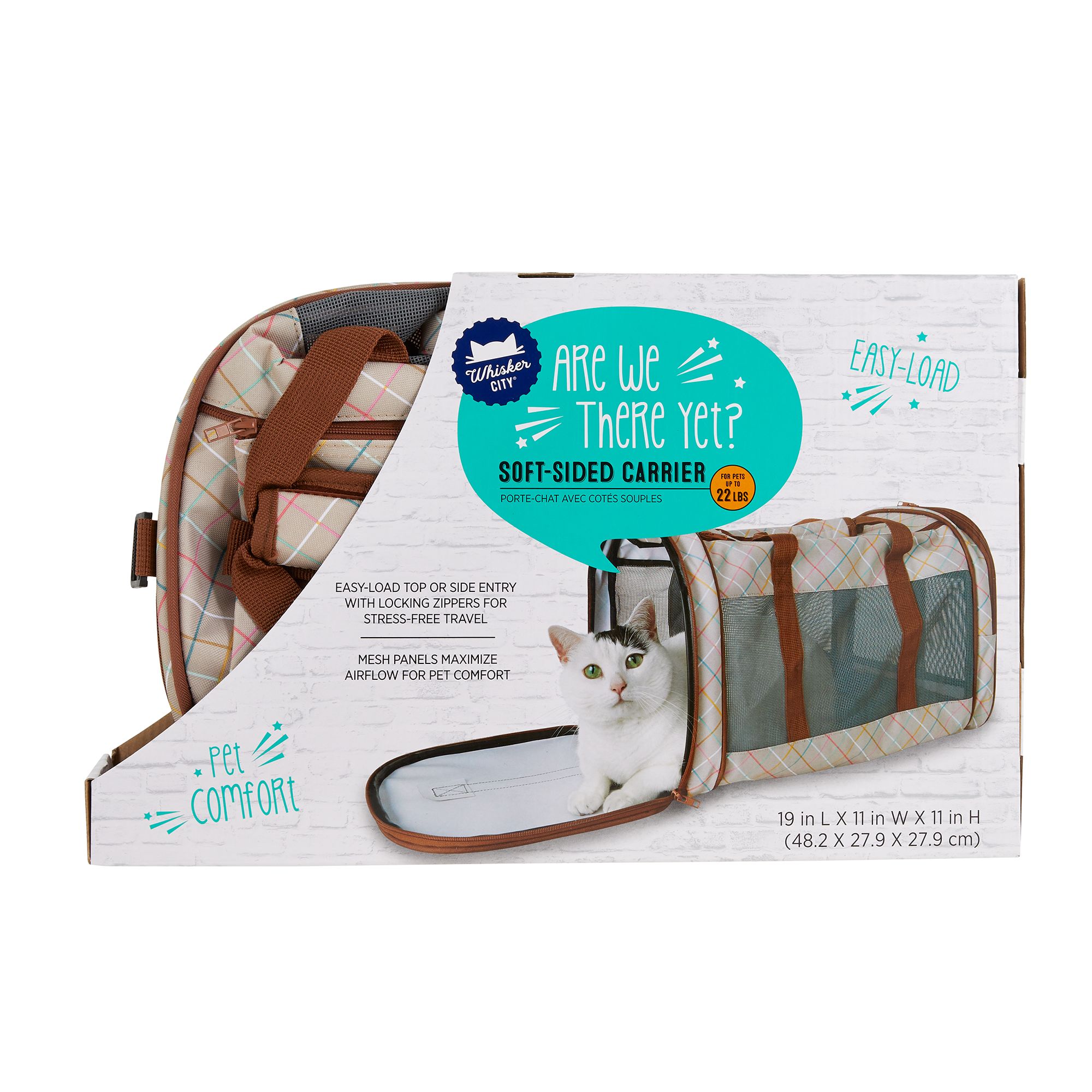 Soft Sided Whisker City Pet Carrier Whisker City® Tan Plaid Soft