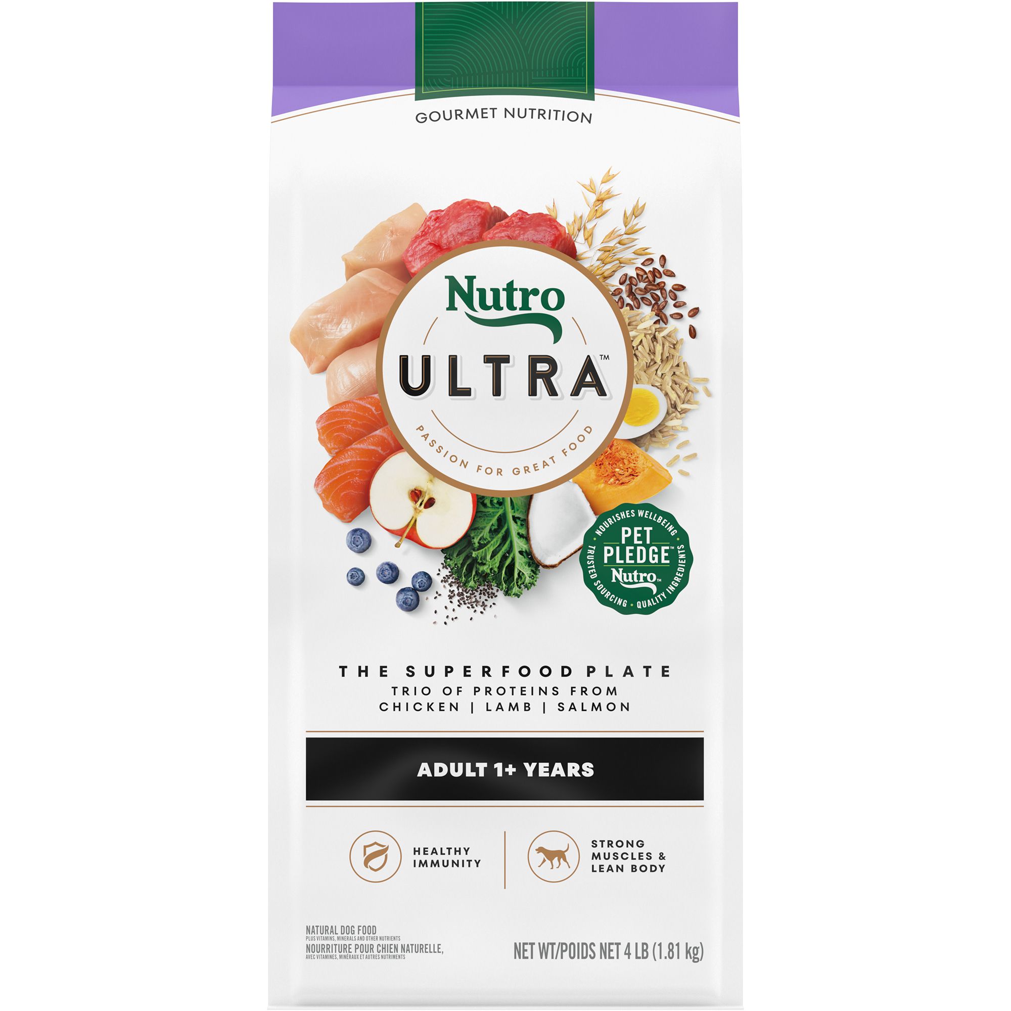 Nutro 4 lb Ultra High Protein Adult Dry Dog Food Chicken Lamb Salmon