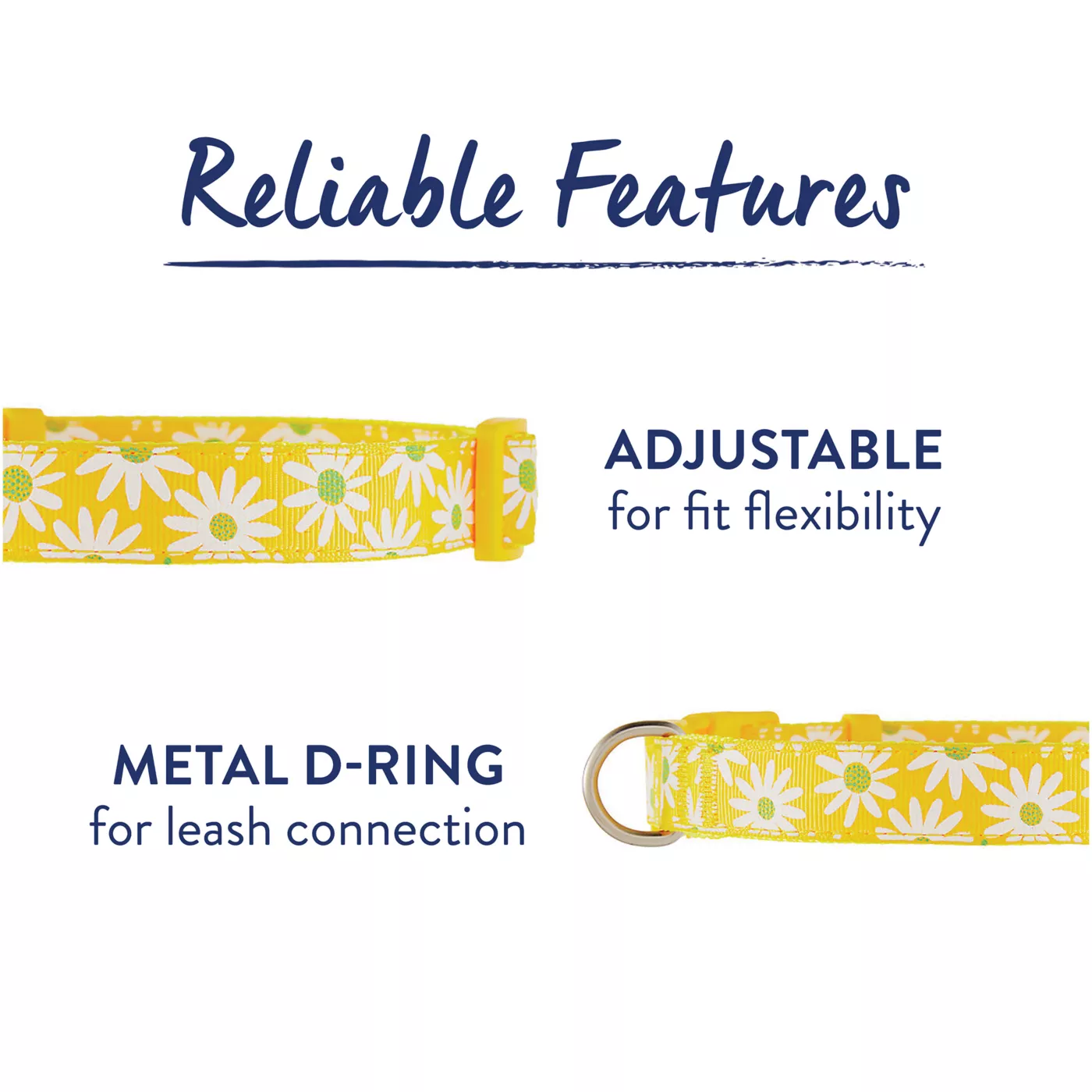 Top Paw Yellow Daisy Poly Blend Dog Collar