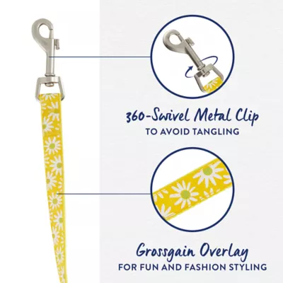 Product Top Paw® Yellow Daisy Dog Leash: 6-ft long, 5/8-in wide