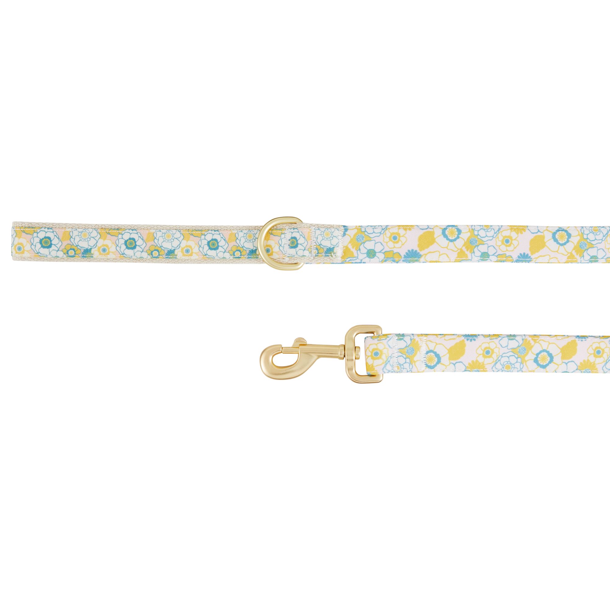 Top Paw&reg; Yellow &amp; Blue Floral Dog Leash: 4-ft long, 1-in wide