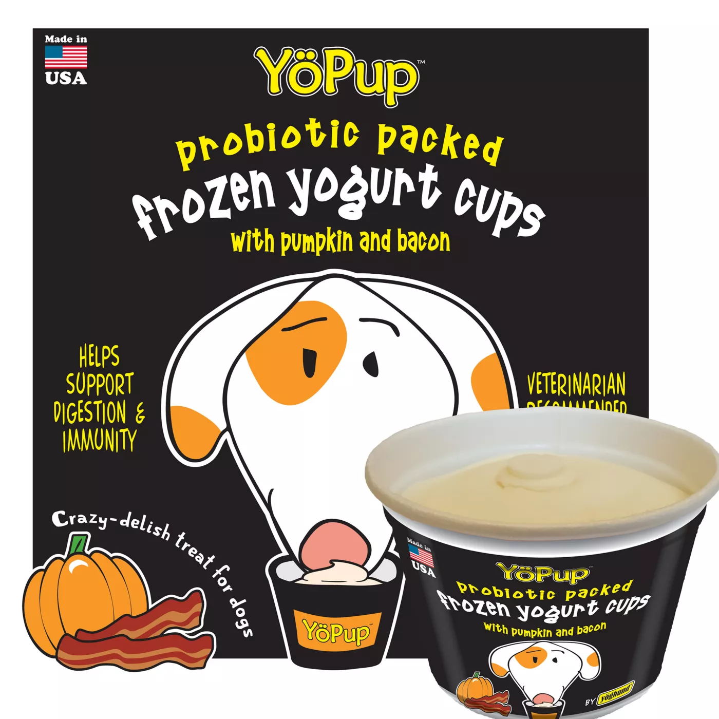 Product YoPup Pumpkin & Bacon Yogurt Cups All Life Stages Frozen Dog Treats - 3.5 fl oz, 4 Pack