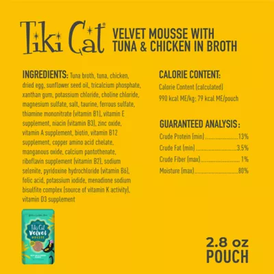 Product Tiki Cat® Velvet™ Mousse Cat Food - Non-GMO, Grain & Potato Free, 2.8oz