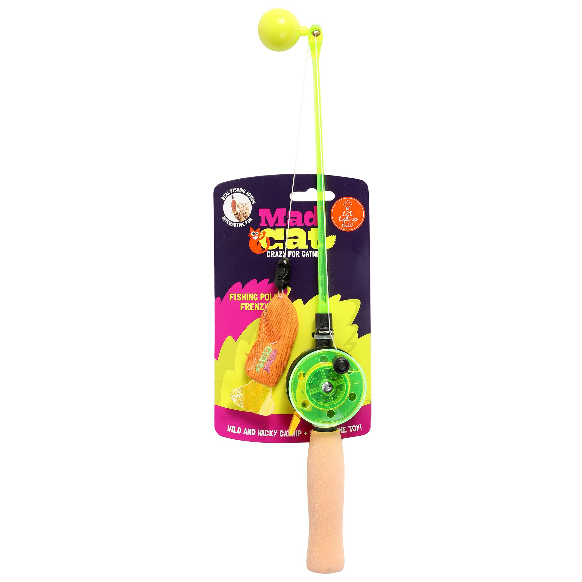 ETHICAL PET Fishing Rod & Reel Kitty Teaser Cat Toy, Color Varies