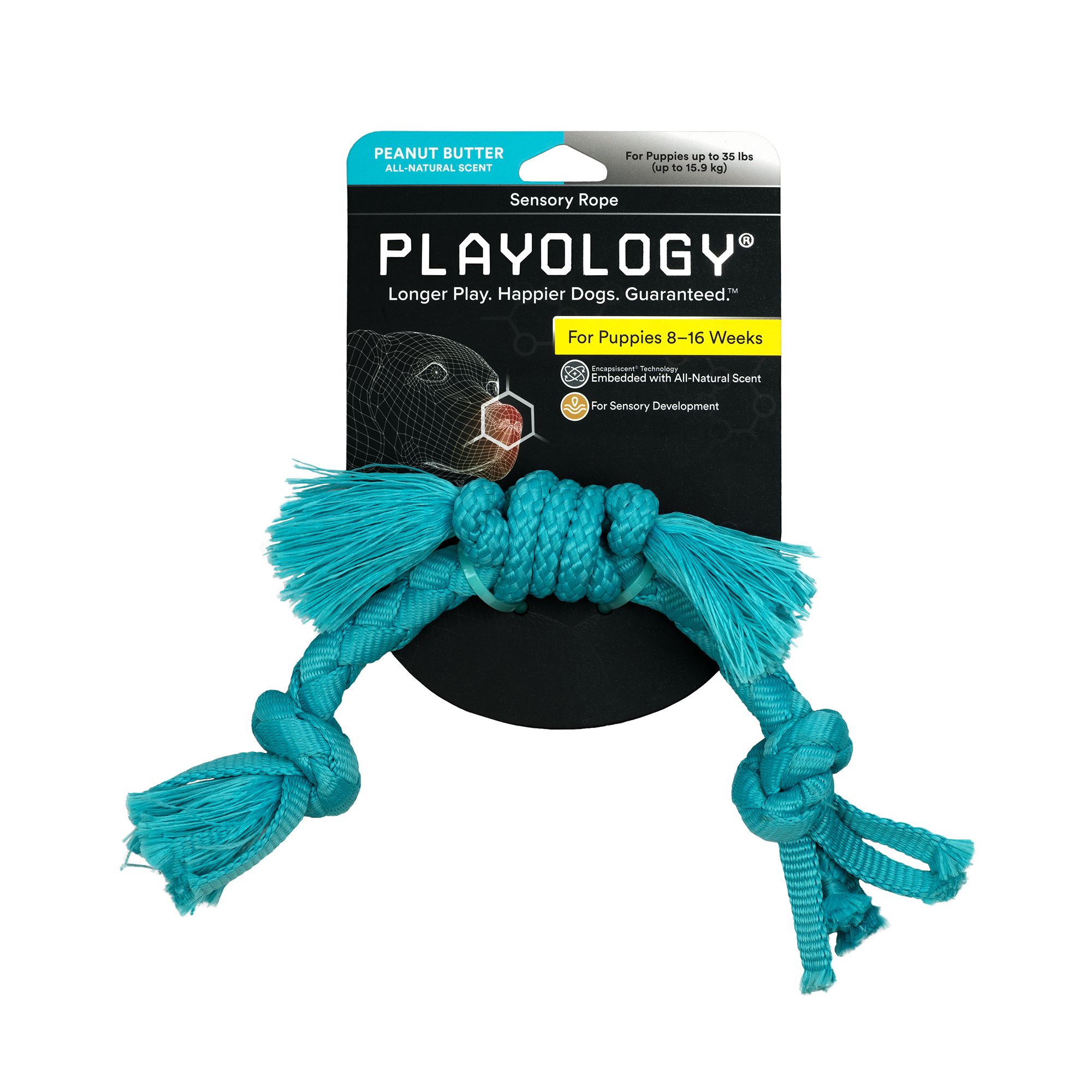 Playology Puppy Sensory Peanut Butter Rope Dog Toy Small