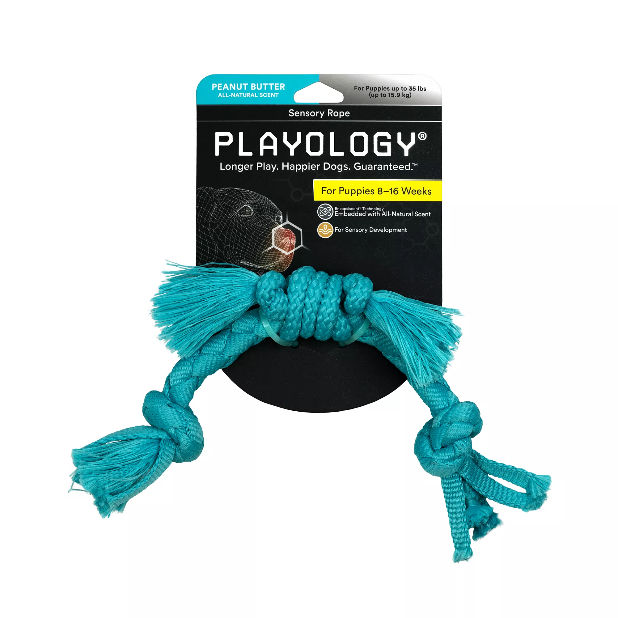 Playology® Puppy Sensory Rope Scented Dog Toy - Peanut Butter