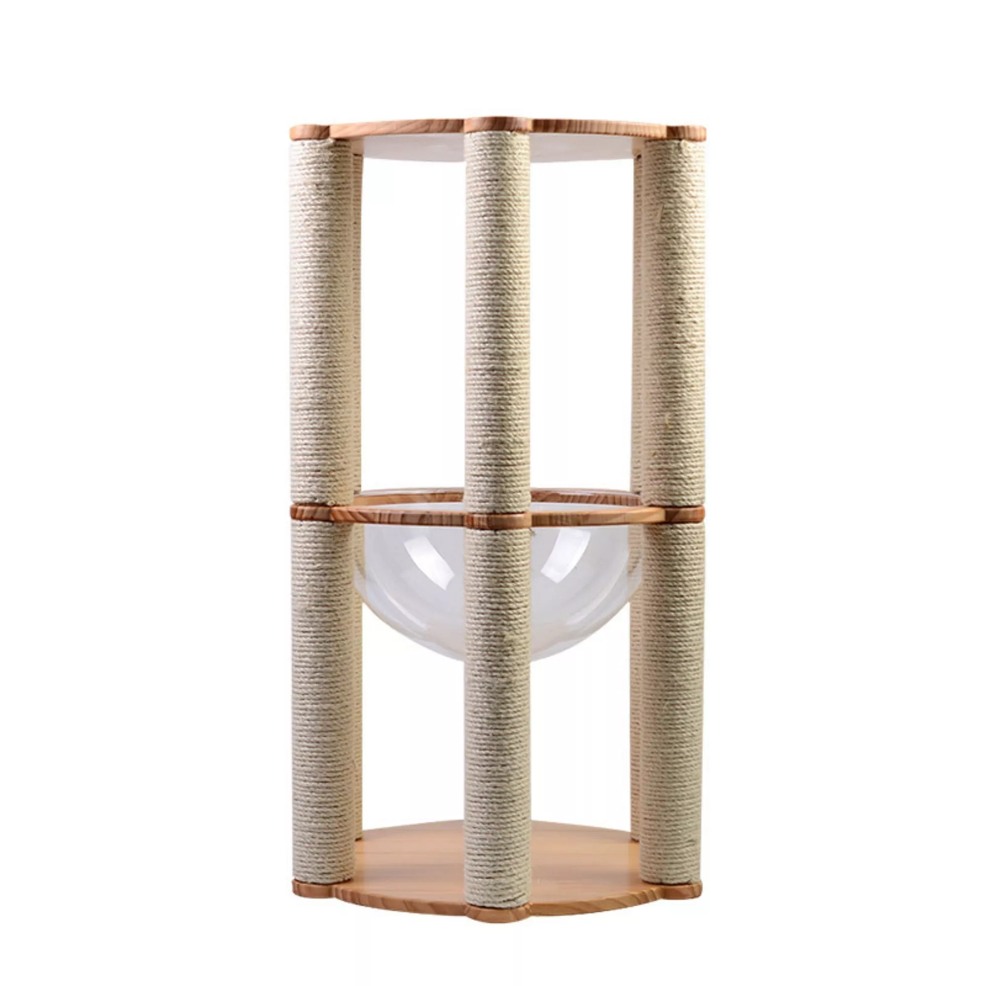 Instachew 31-in Hexagon Tower with Scratch Post & Cat Bed, Natural