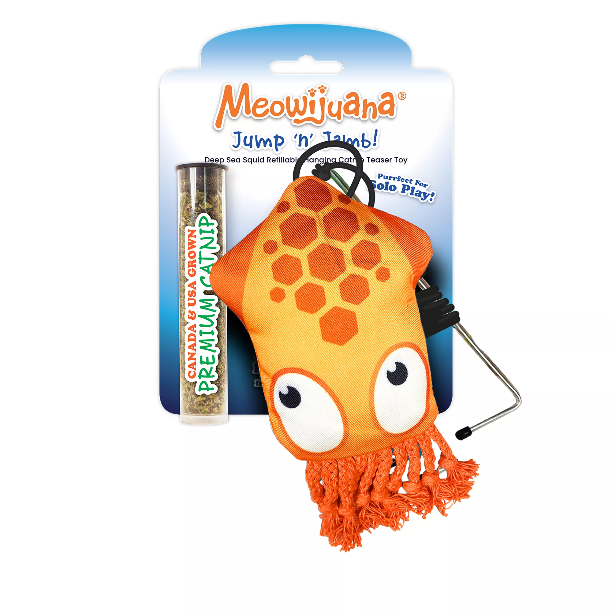 Meowijuana® Jump 'n' Jamb Deep Sea Squid Refillable Door Jamb Cat Toy - Catnip