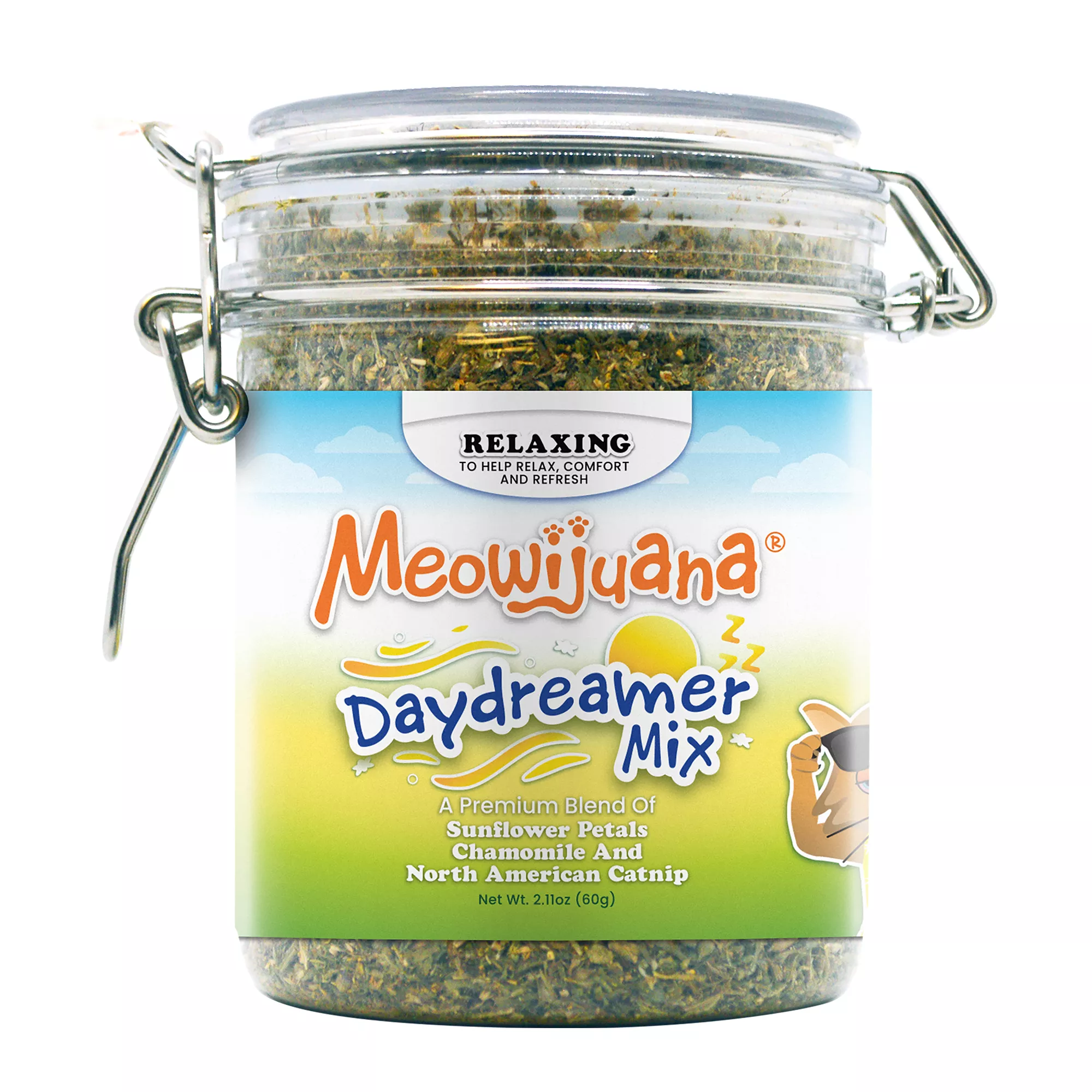 Meowijuana® Daydreamer Mix Jar - Catnip, Chamomile, and Sunflower Petal Blend